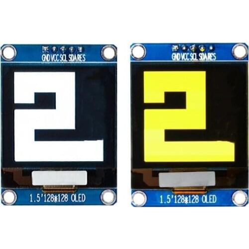 IPS 1.5 inch 5PIN Yellow/White OLED Screen with Adapter Board SSD1327 Drive IC 128*128 IIC Interface