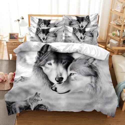 Animal Couples Wolf Bedding Set 3D Luxury Duvet Cover Sets Comforter Bed Linen Twin Queen King Single Size Dropshipping Gift