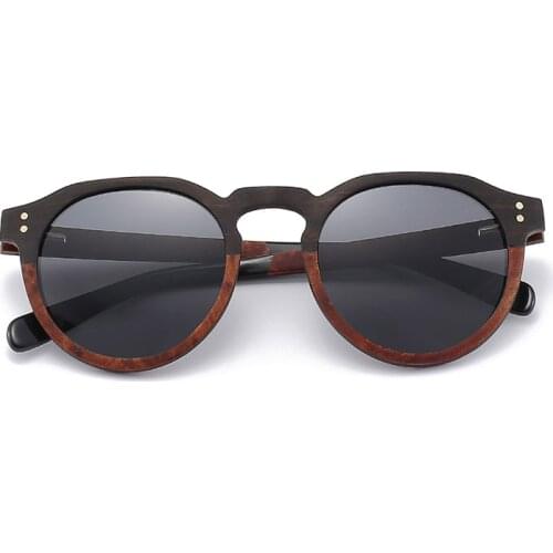 Fashion Wooden Sunglasses Black Red Ebony Wood Splice 2021 New Brand Design Polarized Sun Glasses Men Women UV400 Handmade