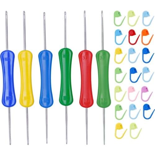 LMDZ Double-Ended Crochet Hook Set With Knitting Needles Weaving Tools And Locking Stitch Markers DIY Handmade Accessories