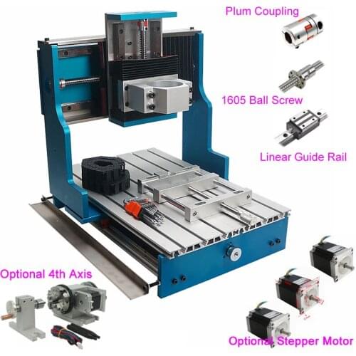 4 Axis CNC Engraving Milling Machine Frame Kit 3040L Linear Guideway Rail Type CNC 3040 Frame with NEMA 23 Stepper Motor