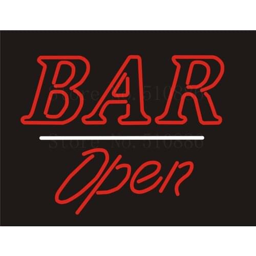 NEON SIGN For Bar Open Cave Wine Real GLASS Tube Beer PUB Restaurant Signboard store display Shop Light Signs 17*14"