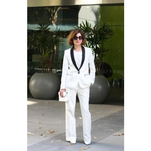 New arrivals Fashion White women Tuxedos Slim Fit suits for women Shawl Lapel One button women suits