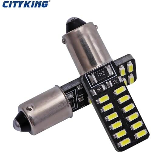 Wholesale 500pcs/Lot Canbus ba9s led 12v 24smd 3014 LED car ba9s led bulb t4w 24smd LED W5W 194 SMD Error Free White Light Bulb