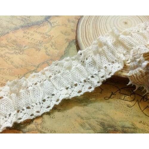 Wholesale Zakka Cotton Elastic Lace Sewing Tape, 2.7CM Width Natural Lace Cluny Lace Trim Free shipping