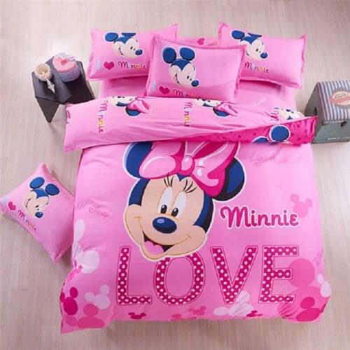Disney Bed Linen Duvet Cover and Pillowcase Bedding Set Home Quilt Cover Bedspread Flat Sheet Minnie Mickey Cartoon Kids Gift