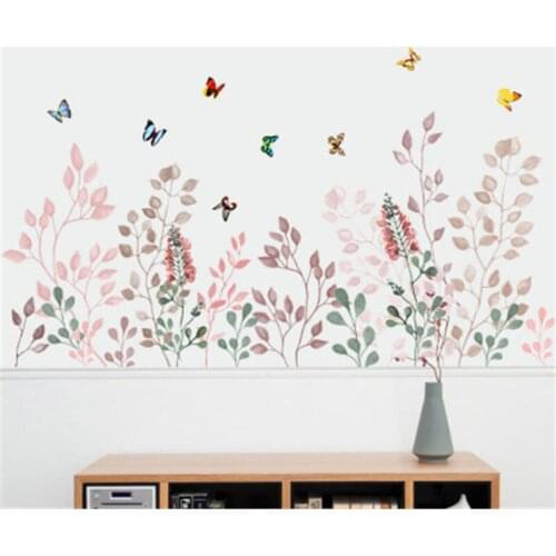 Colorful Leaves And Butterflies Wall Sticker Warm Home Decorations Wall Decal Self Adhesive Wallpaper For Living Room Bedroom