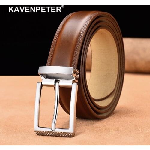 Genuine Leather For Men High Quality Silver Buckle Jeans Belt Cowskin Casual Belts Business Belt Cowboy Waistband