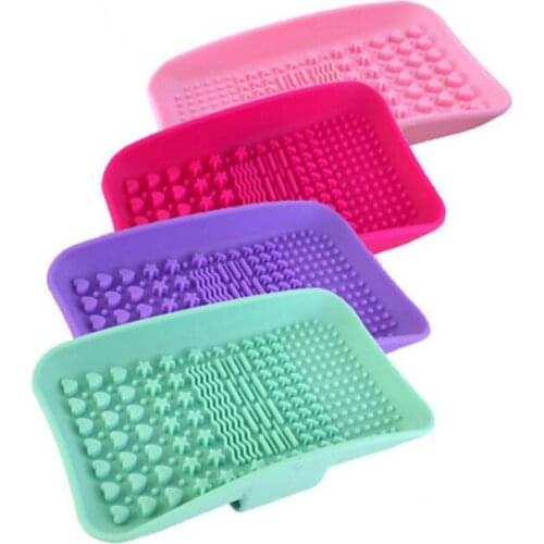 14.5*8.5CM Silicone Brush Pad Cleaner Cosmetic Make Up Washing Brush Gel Cleaning Mat Makeup Brush Cleaner soap tray