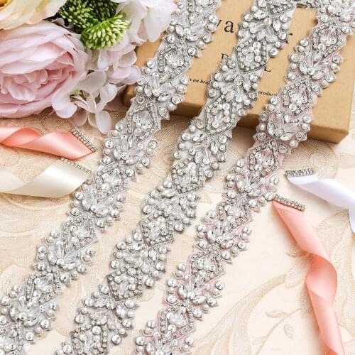 MissRDress Wedding Belt Bridal Belt Silver Crystal Hand Beaded Rhinestones Sequin Wedding Sash For Bridal Accessories JK807