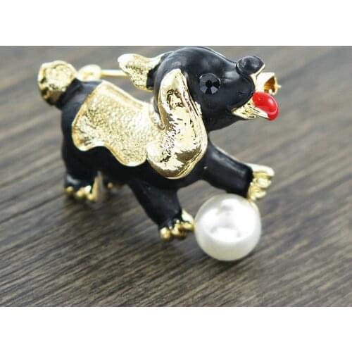TianBo Black Enamel Dog Brooches for Women Fashion Cute Puppy Brooch Pin Vintage Animal Broches High Quality New Year Gift