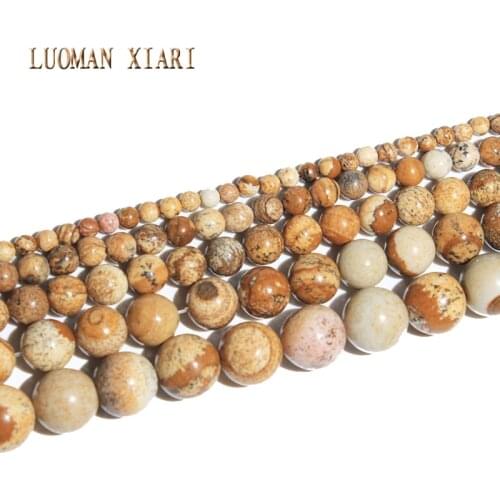 Fine 100% Natural Picture Stone Beads Round Stone Beads For Jewelry Making Diy Bracelet Necklace 4/6/8/10/12mm strand 15