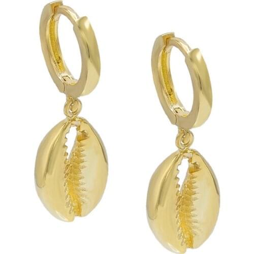 Sea shell dangle earring gold color summer beach gift for girl women cute lovely fashion charming jewelry