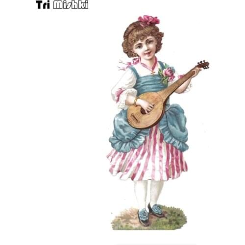 WCS960 Retro girl playing piano car sticker PVC colorful Decals Waterproof sticker on Car Body Rear Window