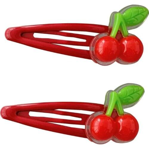 Women Girls Baking Paint BB Hair Clip Lovely 3D Strawberry Banana Cherry Fruit Resin Water Drop Snap Barrettes Hair Accessories