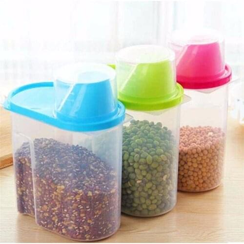 1.9L / 2.5L Plastic Kitchen Food Cereal Grain Bean Rice Storage Container Box Case Yellow Green Pink