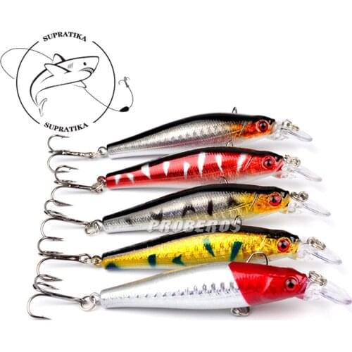 1Pcs Lifelike Plastic Minnow Sea Fishing Lure Hard Bait 9cm/8.3g Floating 3 Hooks Wobbler Hard Bait Artificial Jerkbait Fishing