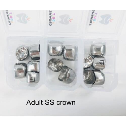 10Pcs/2 Box Dental Adult Molar Crowns Stainless Steel Teeth Protect For 1st