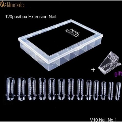 120pcs Clear Dual Forms Nail System Full Cover Quick Building Gel Mold Tips Nail Extension Nails Accessoires Manicure Tools No.1