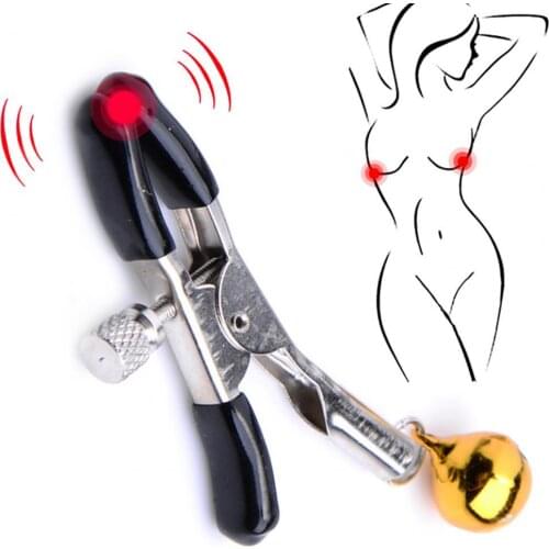 2Pcs Women Nipple Stimulator Vibrator Breast Clamp Adult Sex Supplies with Bell