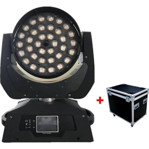 2pcs+Flycase Dj Light 36x18 Lyre Led Wash Moving Head Zoom Light Rgbwa Uv 6in1 Moving Head Wash Dmx Led Light With Circle Effect