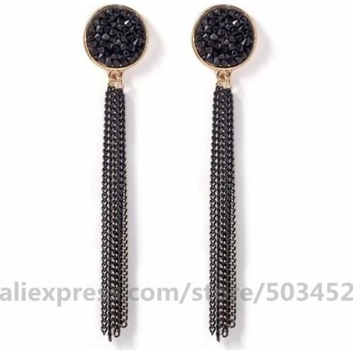 200pairs/Lot Wholesale Chain Tassels Pandent Eearrings Gold Color Black Eardrop Captivating Lady Party Ear Jewelry Factroy Price