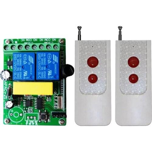 433MHz Universal Wireless Remote Control AC220V 2CH rf Relay Receiver and Transmitters for Universal Garage and Light Control