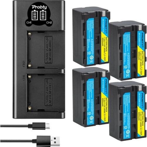 5200mAh NP-F770 NP-F750 NP F770 np f750 NPF770 750 Batteries + LED USB Charger for Sony NP-F550 NP-F770 NP-F750 F960 F970