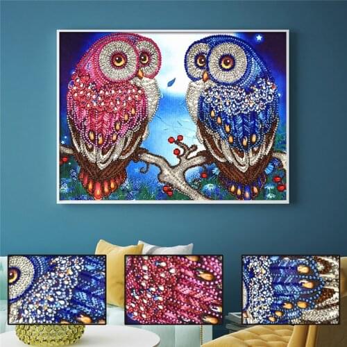 5D Diamond Painting Shaped Diamond Animal Owl Flower Diamond Embroidery Sticker Mosaic Home Decor