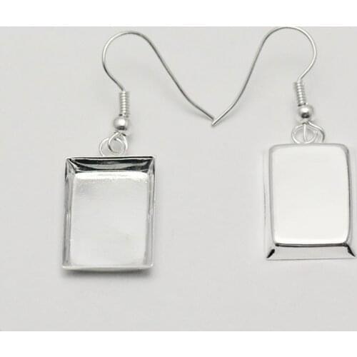 Beadsnice Drop Earrings rectangle diy Earring blank earring tray Lever Back Earring with 12x18mm cabochon setting ID27402