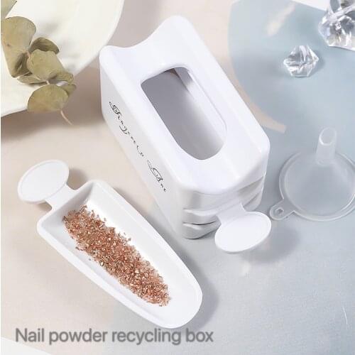 1 Set Manicure Powder Recycling Storage Box Portable Infiltration Powder Container White Double Layer Powder Box Nail Tool