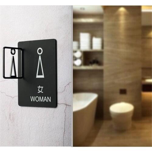 Side Mount Creative Toilet Signs Men Women Doorplates Acrylic Signage Wc Door Plate Address Warm Reminder Tips Guide Plaque