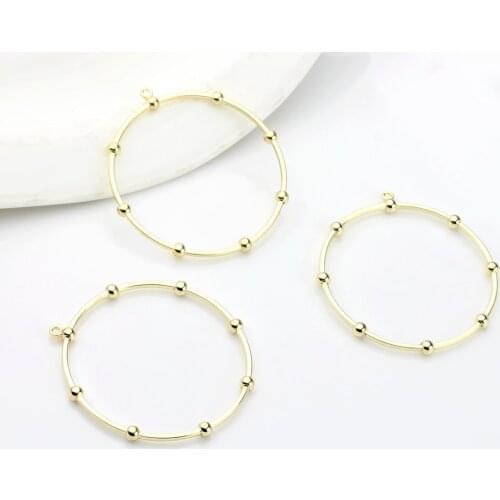 Zinc Alloy Golden Big Geometric Round Circle Connector Charms 52mm 6pcs/lot For DIY Drop Earrings Jewelry Accessories