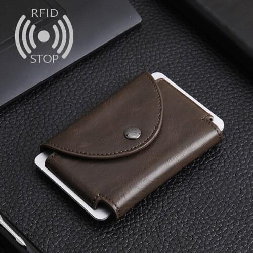 Anti-theft card holder metal crazy horse PU credit card holder Porte ordering wallet men id card holder Mini Wallet