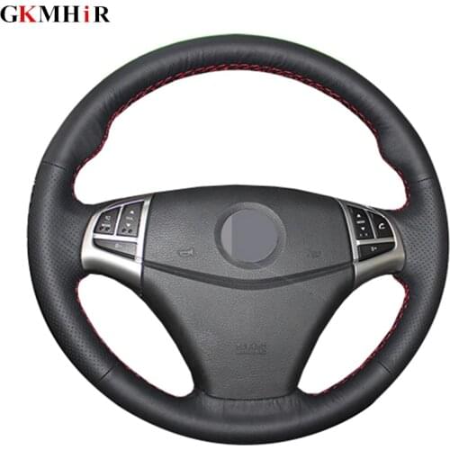 Black Artificial Leather Hand-stitched Car Steering Wheel Cover for Ssangyong Korando 2011-2014 Interio Accessories Parts
