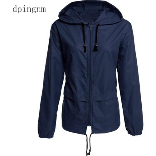 Black Windbreak Jacket Women Long Sleeve Hooded Coats Spring Autumn Casual Basic Jackets Plus Size 3xl for Women WJ0171