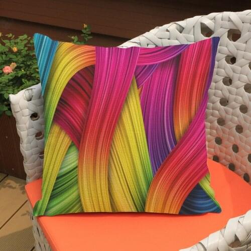 Square Linen Blend Colorful Geometric Decorative Chair Pillow Modern Cushion For Garden Sitting Cojines almofadas 45*45cm
