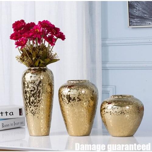 Decoration vasCeramics Orange Gold Vase Insert Crafts Ornaments Modern Home Living Room Desktop Flower Arrangement Decoration
