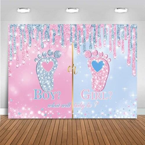Gender Reveal For Photography Background For Photocall Newborn Party Baby Girl Or Boy Curtain Decoration Backdrop