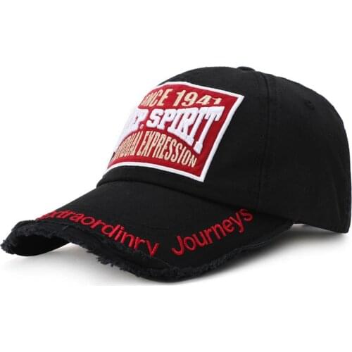 Summer Baseball Cap Men Fashion Patchwork Embroidery Letter Kpop Baseball Caps Adjustable Size Dad Hat Cotton Ripped Hip Hop Cap