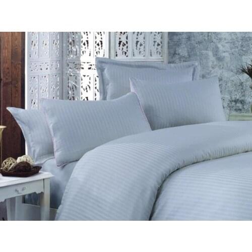Striped Cotton Satin Duvet cover set Gray