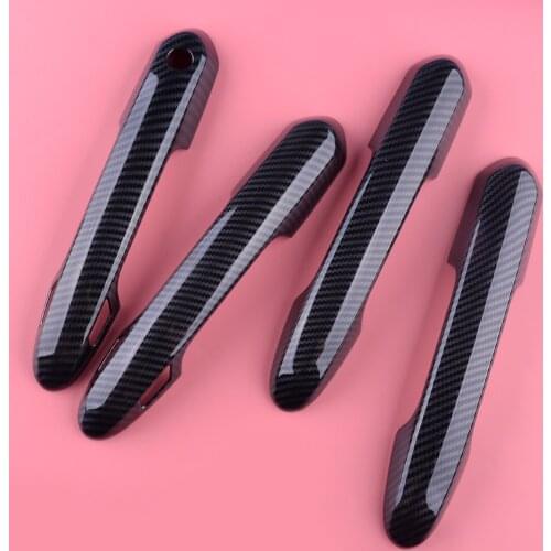 1 Set Door Handle Cover Trim Moulding With Keyless Hole ABS Carbon Fiber Style Fit For Toyota RAV4 2019 2020