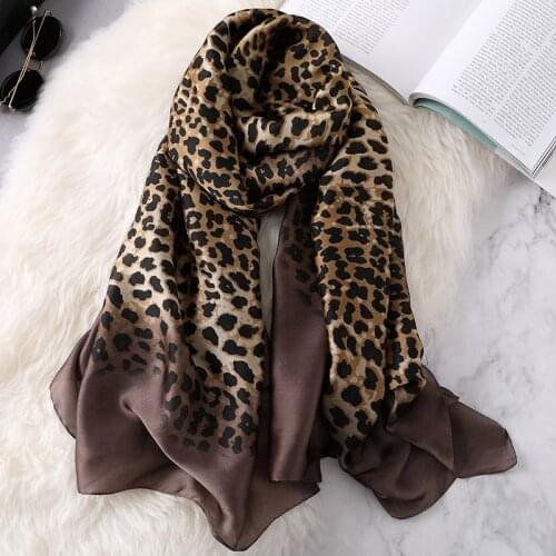 2021 Summer Sunscreen Bandannas Popular Leopard Print Silk Scarves Fashion Winter 180X90CM Large Shawls Lady Seaside Beach Towel