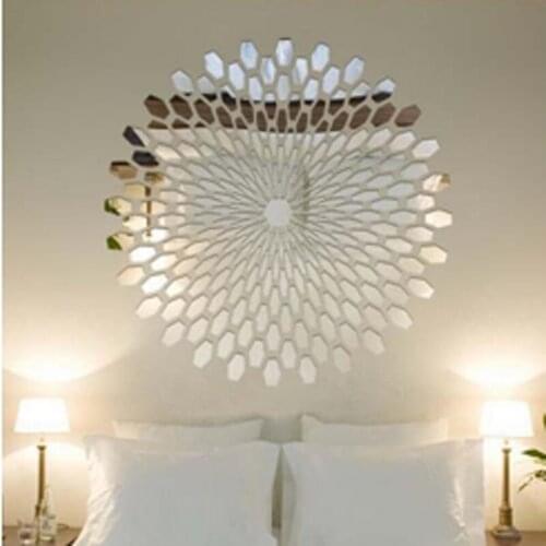 Fashion Acrylic Sunflower Mirror Wall Sticker Paste Type Sunflower Living Room TV Background Wall Decorative Lenses For Home