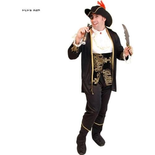 Men Halloween Pirates of the Caribbean Costumes Jack Sparrow Cosplay Carnival Purim parade Masquerade Bar Role Play party dress
