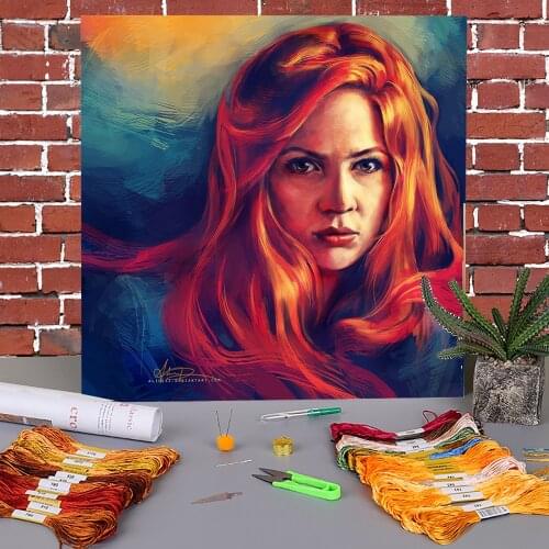 Portrait Amy Pond Printed Canvas 11CT Cross Stitch DIY Embroidery Set DMC Threads Painting Hobby Handmade Needlework Jewelry