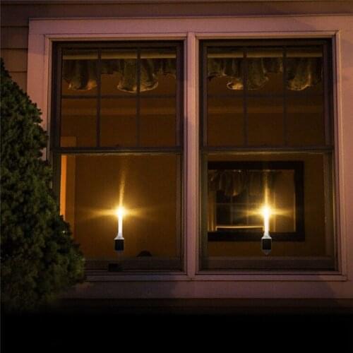 2pcs/lot Solar Powered Candle Wall Lamp Led taper candlestick Light Church Home Garden Window Path Patio Xmas Decor-Warm White