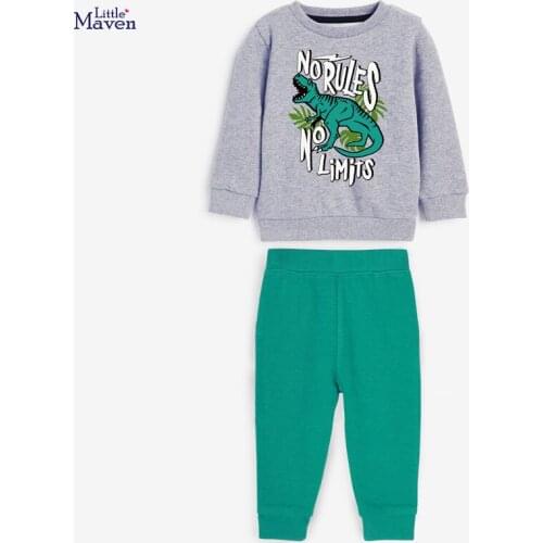 Baby Girls Fall Clothes Autumn Children Set Cotton Two Pieces Suit Toddler Boy Dinosaur Letter Sweater + Green Pants 2-7y