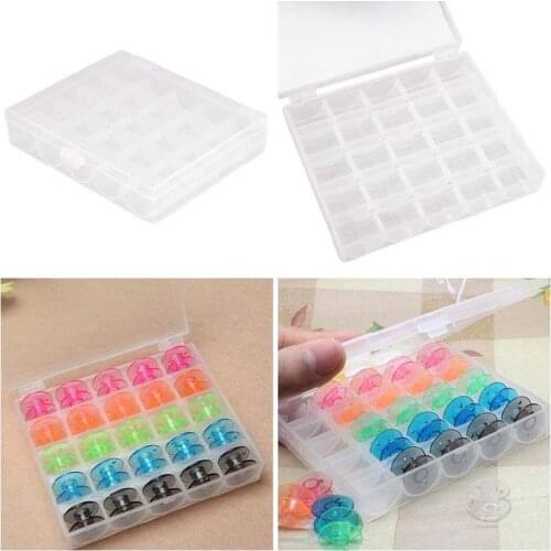 25pcs/set Empty Bobbins Sewing Machine Spools Colorful Plastic Case Storage Box For Sewing Machine Maquina De Costura Stitch