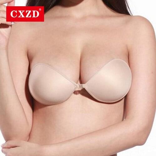 CXZD Self-Adhesive Bust Front Closure sticky Bra for Women Push Up Sexy Stealth Nipple Cover Strapless Backless Breast Enhancer